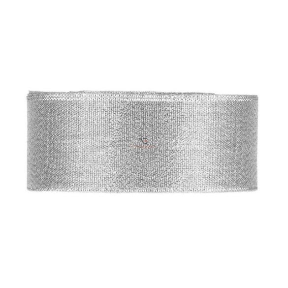 Karácsonyi mintás Szalag ezüst csillogós textil 40mmx112m 5 db / szett
