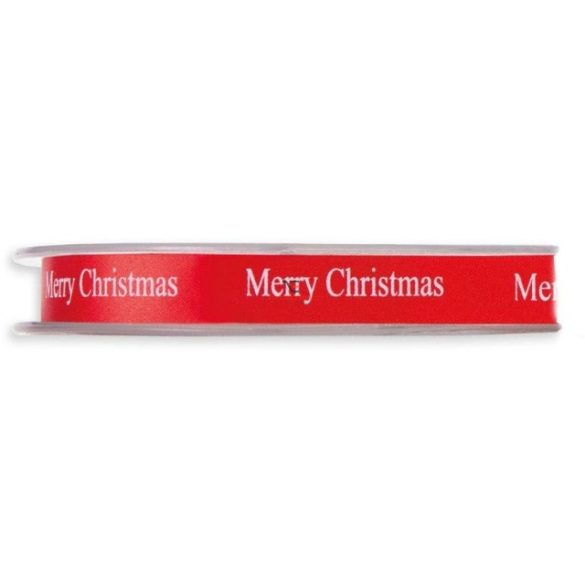 Szalag"Merry Christmas" felírattal 10mmx45m piros karácsonyi szalag