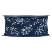 Szalag farmer virágos textil 40mmx15m kék