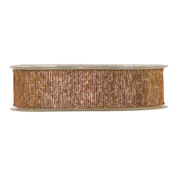 Szalag textil 25mmx15m bronz fényes dekorációs kiegészítő