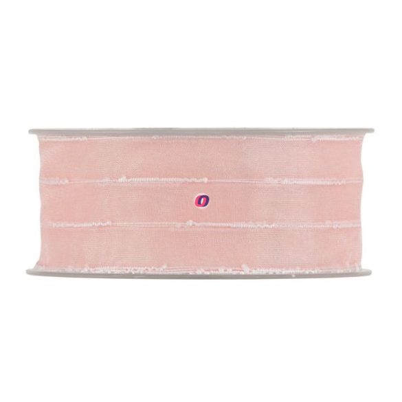 Szalag csíkos organza 25mmx15m rózsaszín