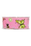 Szalag pillangós, méhecskés textil 40mmx10m pink