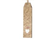 Címke szívvel fa 12x2,8cm natúr 6-db-os szett