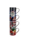 Karácsonyi porcelán bögre szett – 4 darabos, 265 ml
