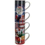 Karácsonyi porcelán bögre szett – 4 darabos, 265 ml
