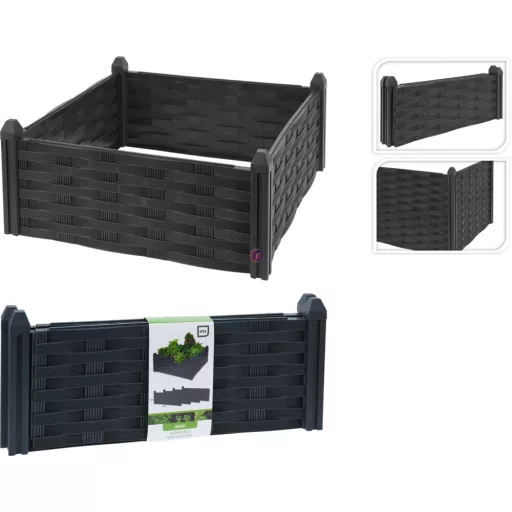 Pro garden Rattan hatású magaságyás 4 részes szett antracit