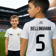   Gyerek Real Madrid stílusú mez - személyre szabható névvel és számmal fehér 2026