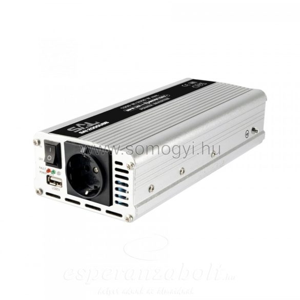 HOME Feszültségátalakító, Inverter 12V 500/1000W, +USB aljzat SAI 1000USB