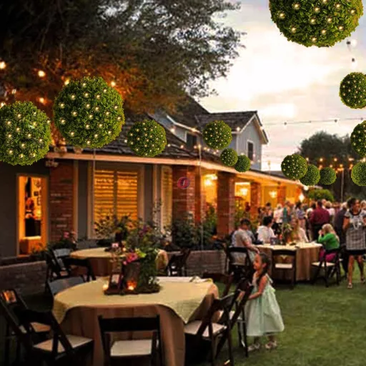 Óriás buxus gömb napelemes világítással 47 cm 100 LED IP44