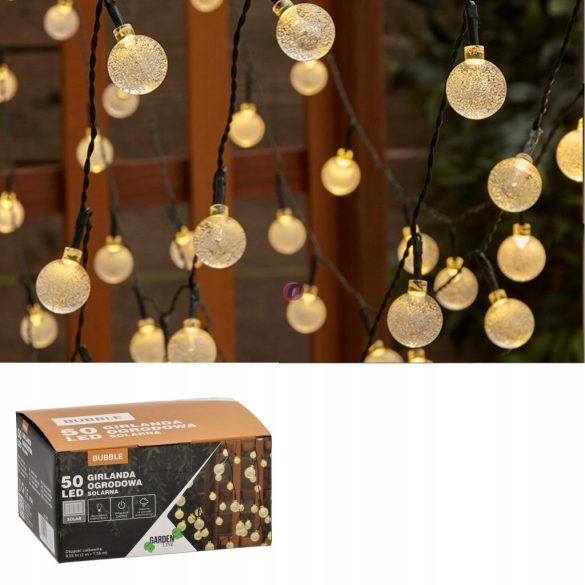 Napelemes vintage kristály led fényfüzér 7,35  m 50 LED