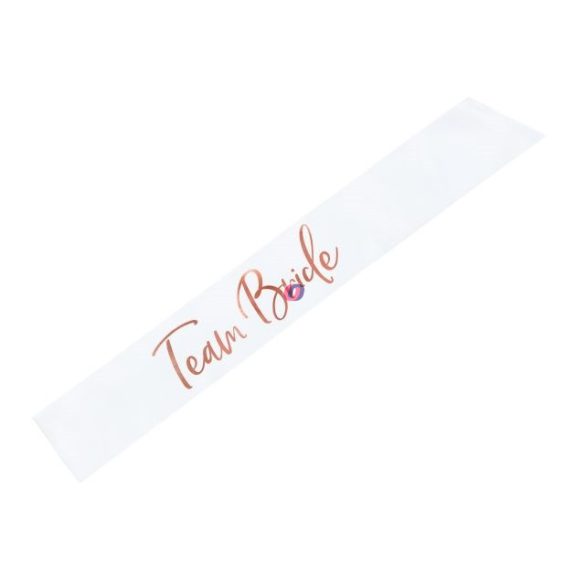 Vállszalag "Team Bride" textil 75cm fehér, rosegold