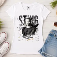   Női, férfi póló "STING" mintás - fehér színben