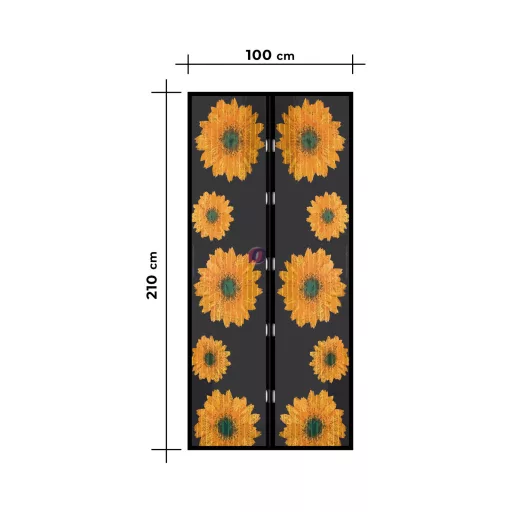 Szúnyogháló függöny ajtóra - mágneses - 100 x 210 cm - napraforgós