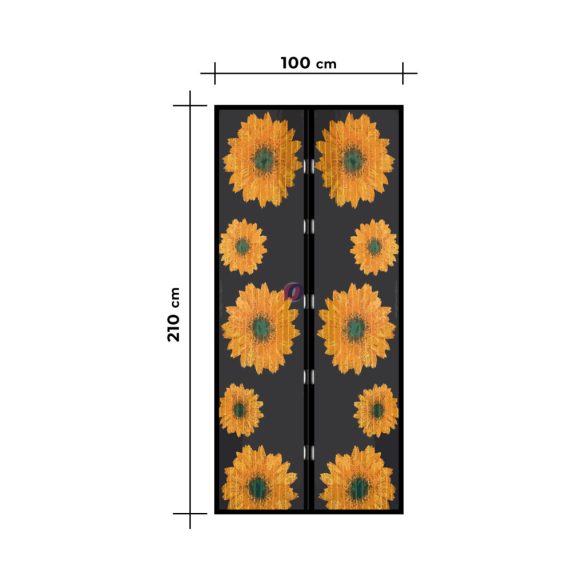 Szúnyogháló függöny ajtóra - mágneses - 100 x 210 cm - napraforgós