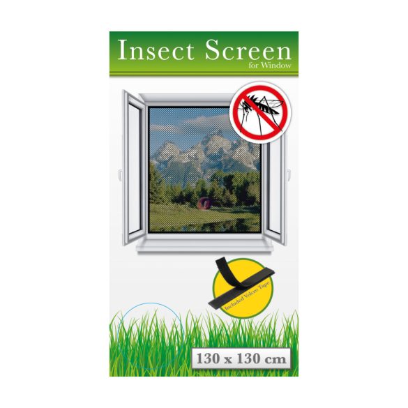 Szúnyogháló ablakra, fekete 130 x 130 cm