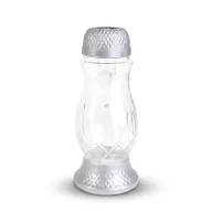   Napelemes üveg mécses műanyag kupakkal - 25 x 10 cm - ezüst - melegfehér LED