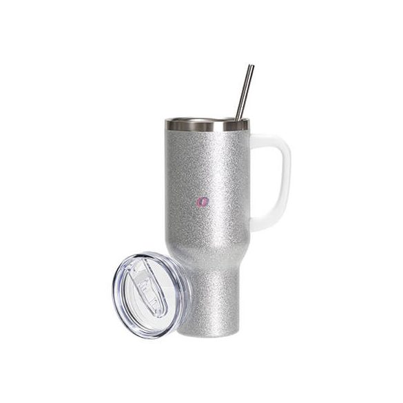 Egyedi fényképes / logózott utazó termosz bögre, egyedi grafikával 1200 ml ezüst