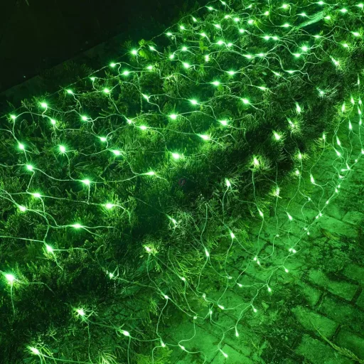 Őszi fényháló, zöld, 2,1x1,3 m  kültéri, hálózati, 105 LED, 8 funkció