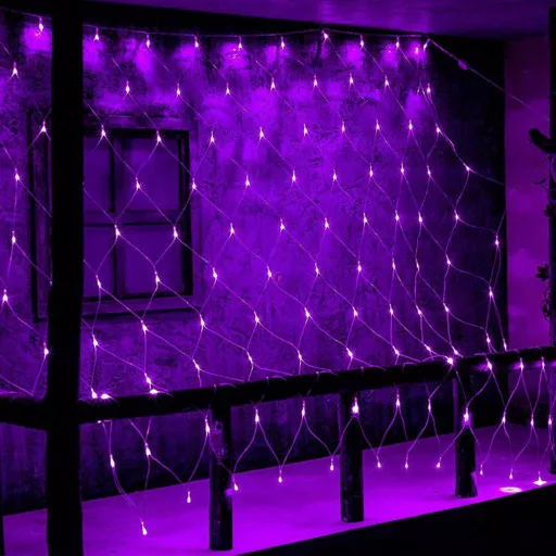 Őszi fényháló, lila, 2,1x1,3 m  kültéri, hálózati, 105 LED, 8 funkció