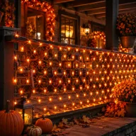  Őszi fényháló, narancssárga, 2,1x1,3 m  kültéri, hálózati, 105 LED, 8 funkció