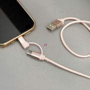 Fonott lightning és USB-C kábel, 2 in 1, rose gold