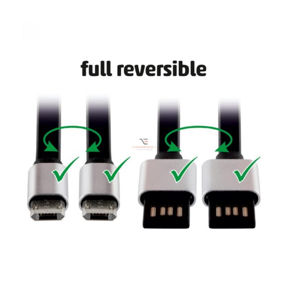 Home microUSB töltőkábel, lapos, 2m USBF 2