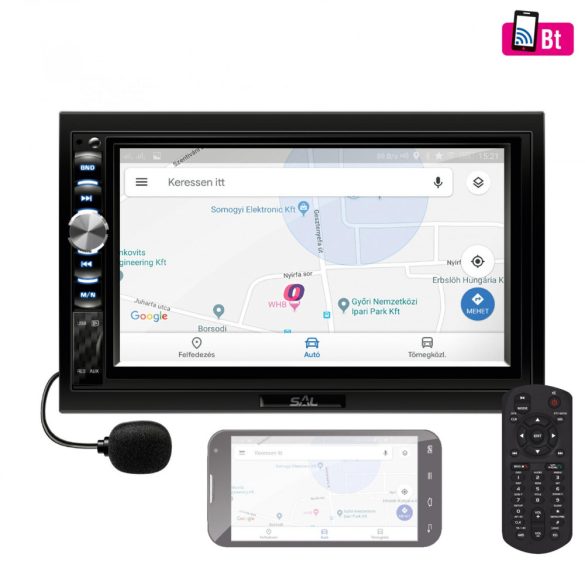 SAL Fejegység, 2xDIN, 7 LCD, RDS, BT, A-LINK, i-LINK"
