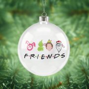 Fehér műanyag karácsonyfa gömb FRIENDS 10 cm