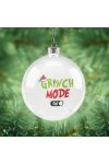 Fehér műanyag karácsonyfa gömb grinch mode on felirattal 10 cm