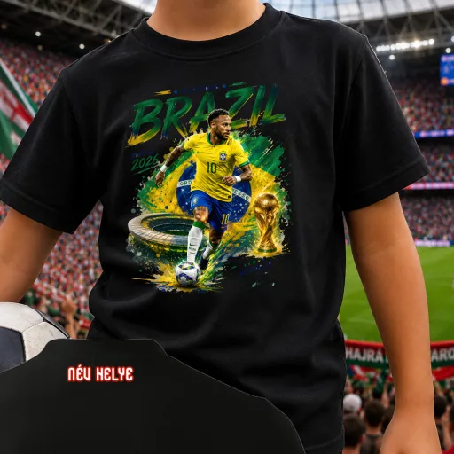 Személyre szabható NEYMAR gyerek póló VB 2026 egyedi névvel