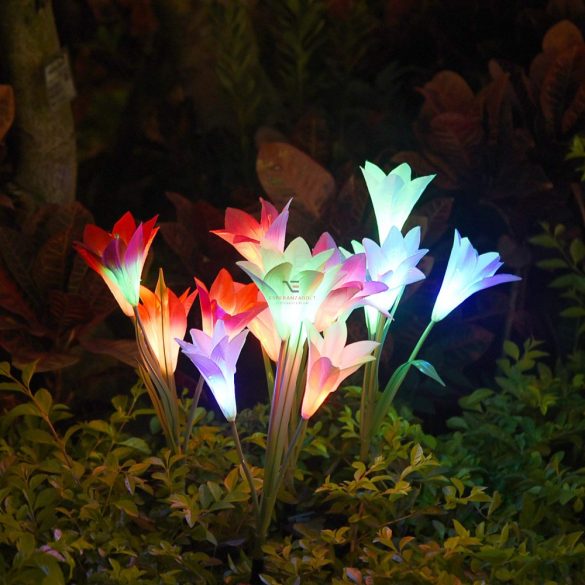 "Lily" Napelemes Lámpa virág alakú 72 cm piros Színváltó 4 LED