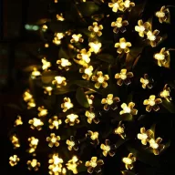   Napelemes fényfüzér cseresznyefa virág 50 LED szolár égősor melegfehér Sakura