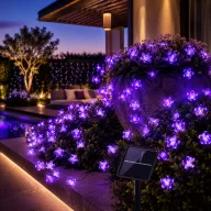   50 LED-es Napelemes fényfüzér lila cseresznyefa virág  szolár égősor lila Sakura