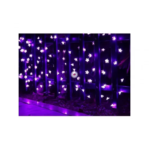 Napelemes fényfüzér cseresznyefa virág 50 LED szolár égősor lila Sakura