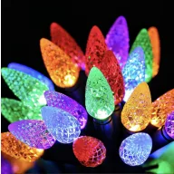 Kültéri fényfüzér toboz 50 LED szolár, színes 5m