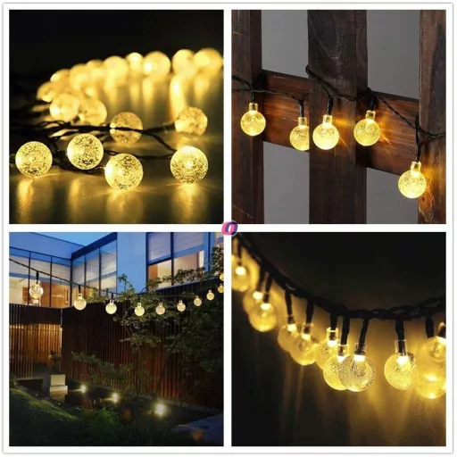 Napelemes vintage fényfüzér 6m 30 LED CRISTAL GLOBE, Raindrop
