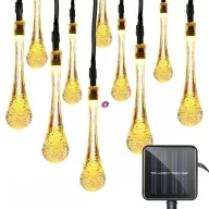 Napelemes fényfüzér 6m 30 LED Waterdrop melegfehér
