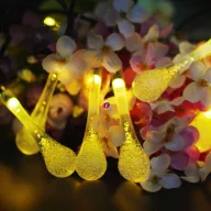Napelemes fényfüzér 6m 30 LED Waterdrop melegfehér