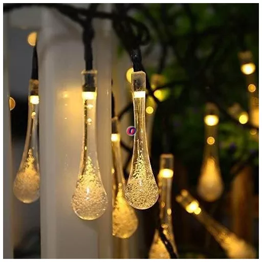 Napelemes fényfüzér 6m 30 LED Waterdrop melegfehér