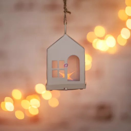 LED-es házikó akasztóval, fehér