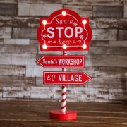   Mikulásjelző világító Tábla "Santa Stop" Led-es 40 cm AAA