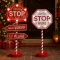 Mikulásjelző világító Tábla "Santa Stop" Led-es 40 cm AAA