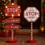 Mikulásjelző világító Tábla "Santa Stop" Led-es 40 cm AAA