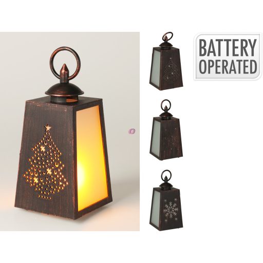 Karácsonyi LED-es lámpás lánghatású fénnyel, 3 féle minta 19,5 cm