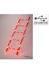 110 cm LED-es Dekor Létra – Piros-fehér csíkos, 50 melegfehér LED-del