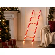   110 cm LED-es Dekor Létra – Piros-fehér csíkos, 50 melegfehér LED-del