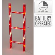   50 cm LED-es Karácsonyi Létra – Piros-fehér csíkos, 21 melegfehér LED-del