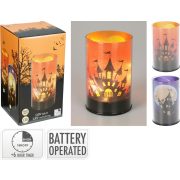   Halloween Lámpa - Meleg Fehér LED-ekkel 10 cm üveg,  2féle választható
