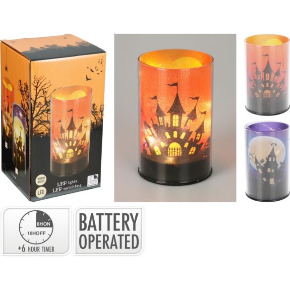 Halloween Lámpa - Meleg Fehér LED-ekkel 10 cm üveg,  2féle választható