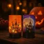 Halloween Lámpás - Meleg Fehér LED-ekkel 10 cm üveg,  2féle választható